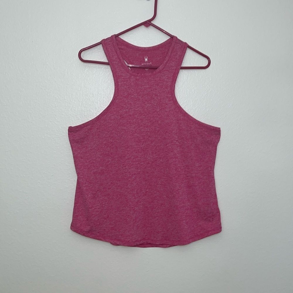 SPYDER Women's Cutout Racerback Tank Top Sz XL space Dye Pink